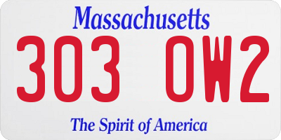 MA license plate 303OW2