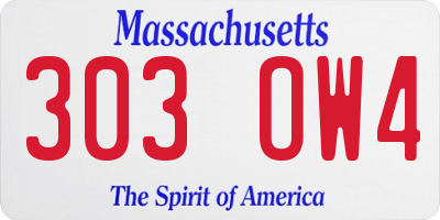 MA license plate 303OW4