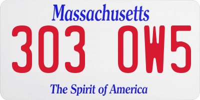 MA license plate 303OW5