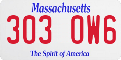 MA license plate 303OW6