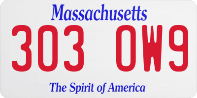 MA license plate 303OW9