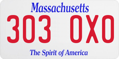 MA license plate 303OX0