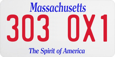 MA license plate 303OX1