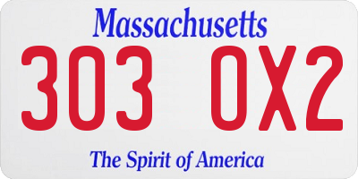 MA license plate 303OX2