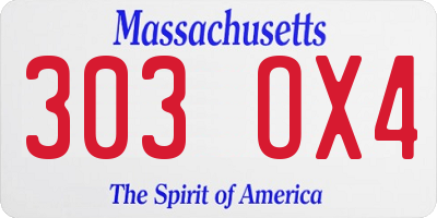 MA license plate 303OX4