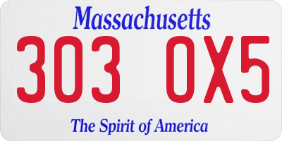MA license plate 303OX5