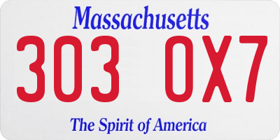 MA license plate 303OX7