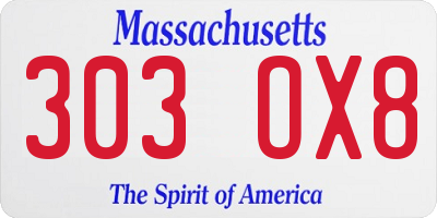 MA license plate 303OX8