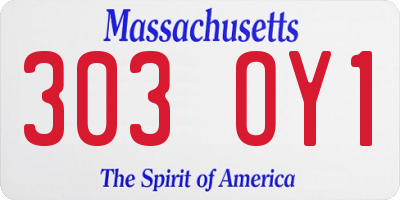 MA license plate 303OY1