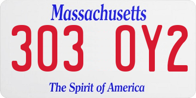 MA license plate 303OY2
