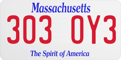 MA license plate 303OY3