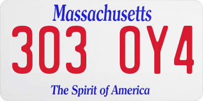 MA license plate 303OY4