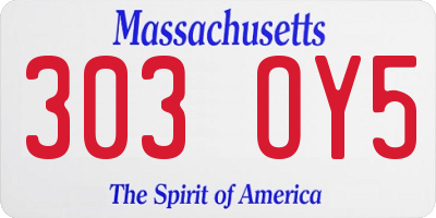 MA license plate 303OY5