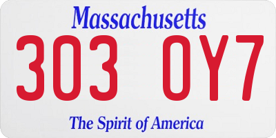 MA license plate 303OY7