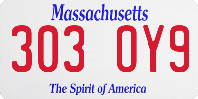 MA license plate 303OY9