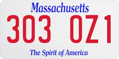 MA license plate 303OZ1