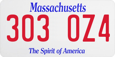 MA license plate 303OZ4