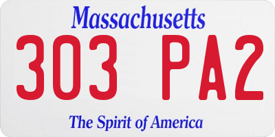 MA license plate 303PA2