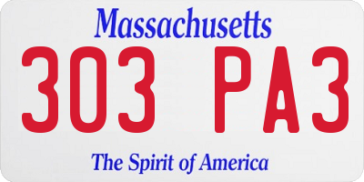 MA license plate 303PA3