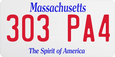 MA license plate 303PA4