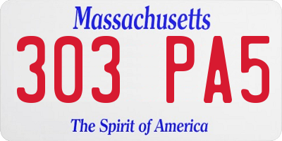 MA license plate 303PA5