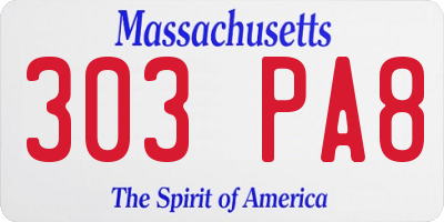 MA license plate 303PA8