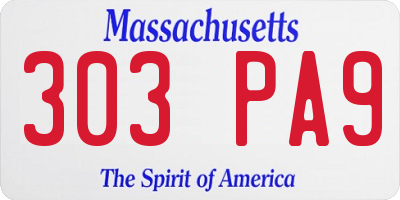 MA license plate 303PA9