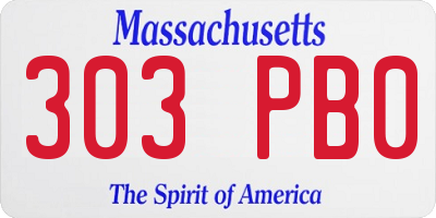 MA license plate 303PB0