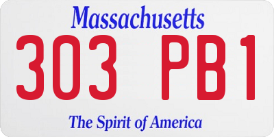 MA license plate 303PB1