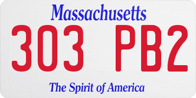 MA license plate 303PB2