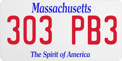 MA license plate 303PB3