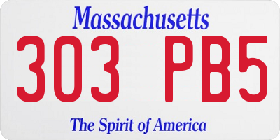 MA license plate 303PB5