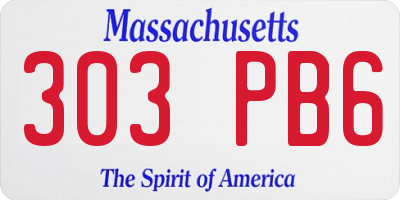 MA license plate 303PB6