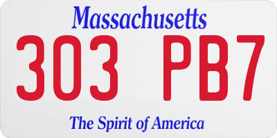 MA license plate 303PB7