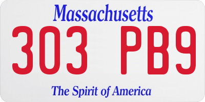MA license plate 303PB9
