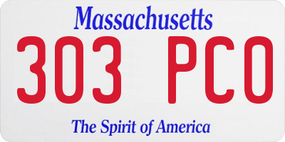 MA license plate 303PC0