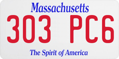 MA license plate 303PC6