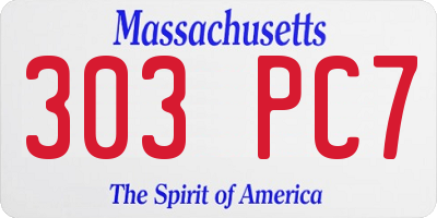 MA license plate 303PC7
