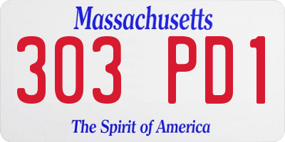 MA license plate 303PD1