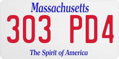 MA license plate 303PD4