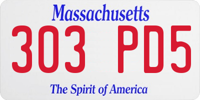 MA license plate 303PD5