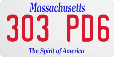 MA license plate 303PD6