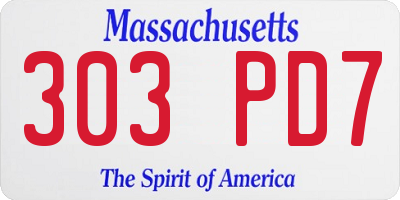 MA license plate 303PD7