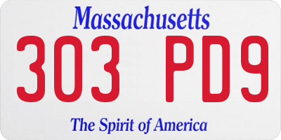 MA license plate 303PD9