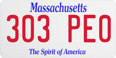 MA license plate 303PE0