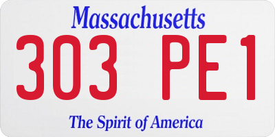 MA license plate 303PE1