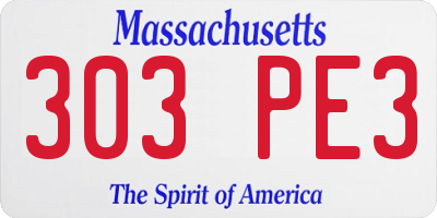 MA license plate 303PE3