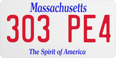 MA license plate 303PE4