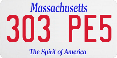 MA license plate 303PE5