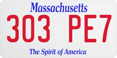 MA license plate 303PE7